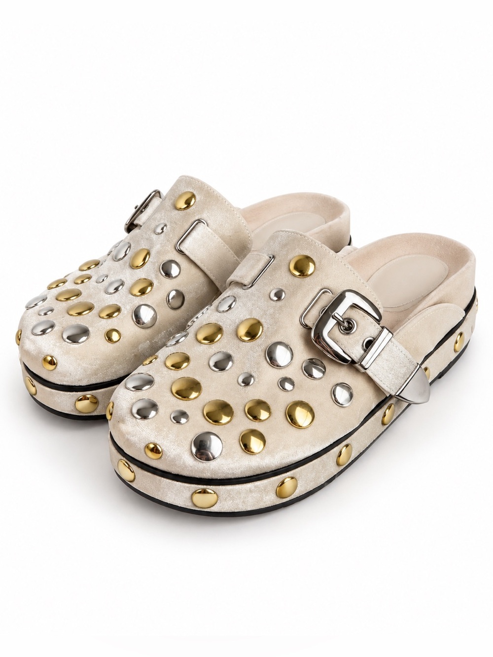 NWT Gianni Bini Oddie Velvet Studded Platform Clogs Sz 7